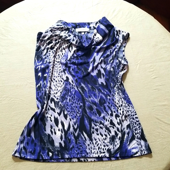 🥳Host Pick🥳 Kasper Purple and Black Animal Print Top - Picture 1 of 6